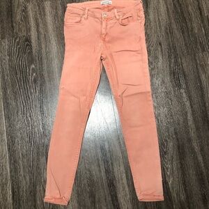 Zara Woman Premium Denim Coral Pink/Orange Skinny Jeans - US Size 4